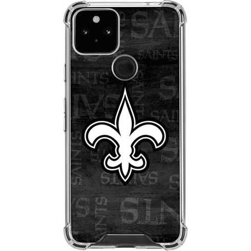 NFL New Orleans Saints Black & White Google Pixel 5 Clear Case